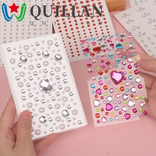 Quillan สติกเกอร์เพชร พลอยเทียม รูปผีเสื้อ เปลือกหอย 3D สําหรับตกแต่งเล็บ DIY