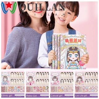 Quillan หนังสือสติกเกอร์ ลายการ์ตูนเจ้าหญิง Make Your Own Princess น่ารัก DIY สําหรับติดตกแต่ง