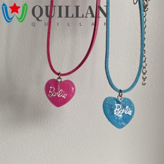 Quillan สร้อยคอโซ่ จี้รูปหัวใจรักบาร์บี้ ตัวอักษร สไตล์เกาหลี เจ้าหญิงหวาน Y2K เครื่องประดับ สําหรับตุ๊กตาบาร์บี้