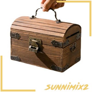 [Sunnimix2] กล่องไม้ ประหยัดเงิน สําหรับใส่เงิน เหมาะกับเด็กผู้ชาย ผู้หญิง