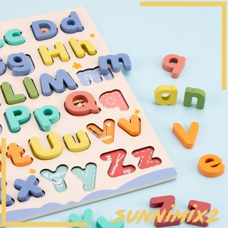 [Sunnimix2] จิ๊กซอว์ไม้ปริศนา Abs รูปตัวอักษร ตัวเลขจับคู่ สําหรับเด็ก