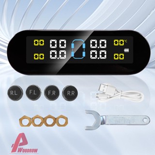 {พร้อมส่ง} Tpms เครื่องวัดความดันลมยางนอก ภายในรถยนต์ 4 ล้อ [Woodrow.th]