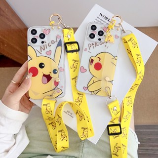 เคสโทรศัพท์มือถือ ลายการ์ตูนปิกาจูน่ารัก พร้อมสายรัดมือ และสายคล้อง สําหรับ Xiaomi Civi Civi 1S Civi 2 Xiaomi 12 12X 12S 12 Pro 12S Pro 12 Lite 12S Ultra 13 13 Pro Mix 4