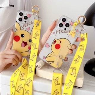 เคสโทรศัพท์มือถือ ลายการ์ตูนปิกาจู พร้อมสายคล้องยาว สําหรับ Xiaomi Redmi 9 9 Power Xiaomi Poco M2 C3 C31 Xiaomi Redmi Note 9 9 5G 9T 9 Pro 5G Xiaomi Mi 10T Lite 5G