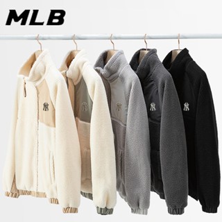 เสื้อโค้ท ผ้าฝ้าย ผ้าฟลีซ ปักลายโลโก้ MLB NY ให้ความอบอุ่น แฟชั่นฤดูหนาว สําหรับคู่รัก