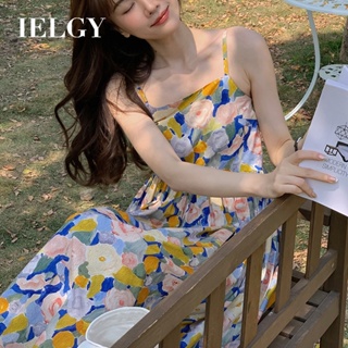 Ielgy ชุดเดรสยาว ลายดอกไม้ สไตล์หวานแหวว เหมาะกับเดินชายหาด แฟชั่นฤดูร้อน สําหรับผู้หญิง