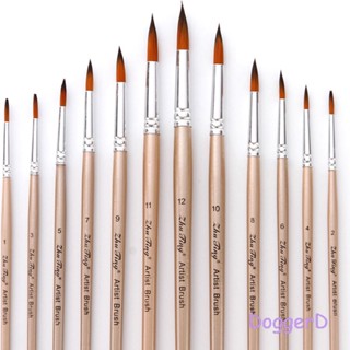 Doggerd แปรงไนล่อน 12 ชิ้น สีโรสโกลด์ ด้านหน้ากลม แปรงสีน้ํา gouache แปรงอะคริลิค ชุดเริ่มต้น