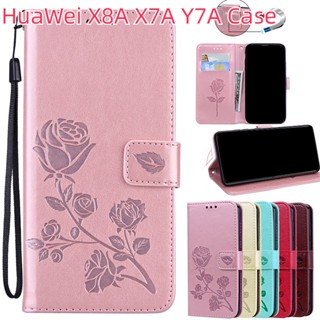 เคสโทรศัพท์หนัง ฝาพับ พร้อมช่องใส่บัตร ตั้งได้ เรียบง่าย สําหรับ Huawei Y9s Y9 Y8p Y7p Y7a Y7 Y6p Y5p 2020 Honor X8A X7A Prime 2019