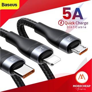 🔥ถูก/แท้🔥Baseus สายชาร์จ 3in1 สายถัก 5A 66w Micro / Type-C / ไอโฟน ไอแพด สายชาร์จด่วน