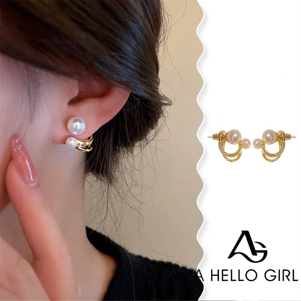 A HELLO GIRL ต่างหูเข็มเงิน 925 ประดับเพชร เพทาย ปรับได้ สไตล์เกาหลี สําหรับผู้หญิง