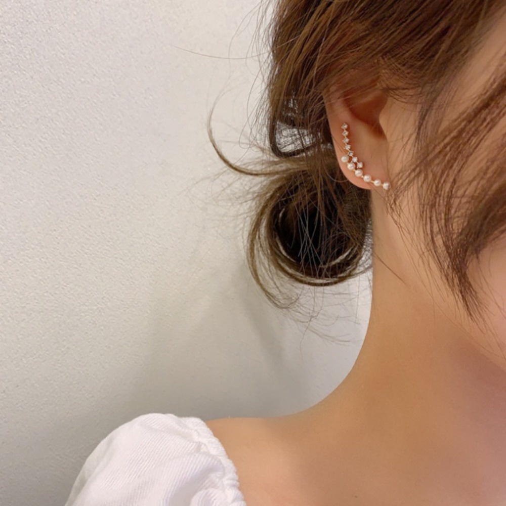 A HELLO GIRL ต่างหูเข็มเงิน 925 ประดับเพชร เพทาย ปรับได้ สไตล์เกาหลี สําหรับผู้หญิง - รูปที่ 2