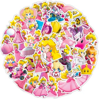 สติกเกอร์ ลาย Super Mario Bros Princess Peach Graffiti สําหรับติดตกแต่งหมวกกันน็อค จักรยาน 50 ชิ้น