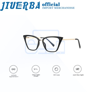 JIUERBA แว่นตา TR90 กรอบโลหะ ป้องกันรังสียูวี ป้องกันแสงสีฟ้า แฟชั่นคลาสสิก สําหรับผู้ชาย และผู้หญิง