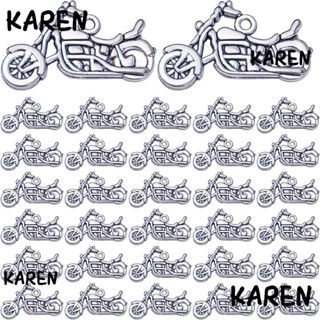 Karen จี้อัลลอย ยาว 14.5 มม. กว้าง 24.4 มม. หนา 2.5 มม. รู 2 มม. สีเงินโบราณ สําหรับรถจักรยานยนต์ 100 ชิ้น