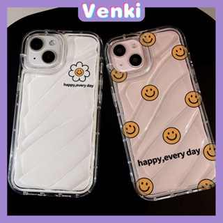 VENKI - เข้ากันได้สำหรับ เคสไอโฟน เคสไอโฟน11 เคส iphone 11 กรณีระลอกน้ำ CLEAR Case TPU กันกระแทกนุ่มโปร่งใสเรียบง่ายสีเหลืองหน้ายิ้มเข้ากันได้กับ iPhone 14 PRO MAX 13 PRO MAX 12 XS XR 7 8 PLUS