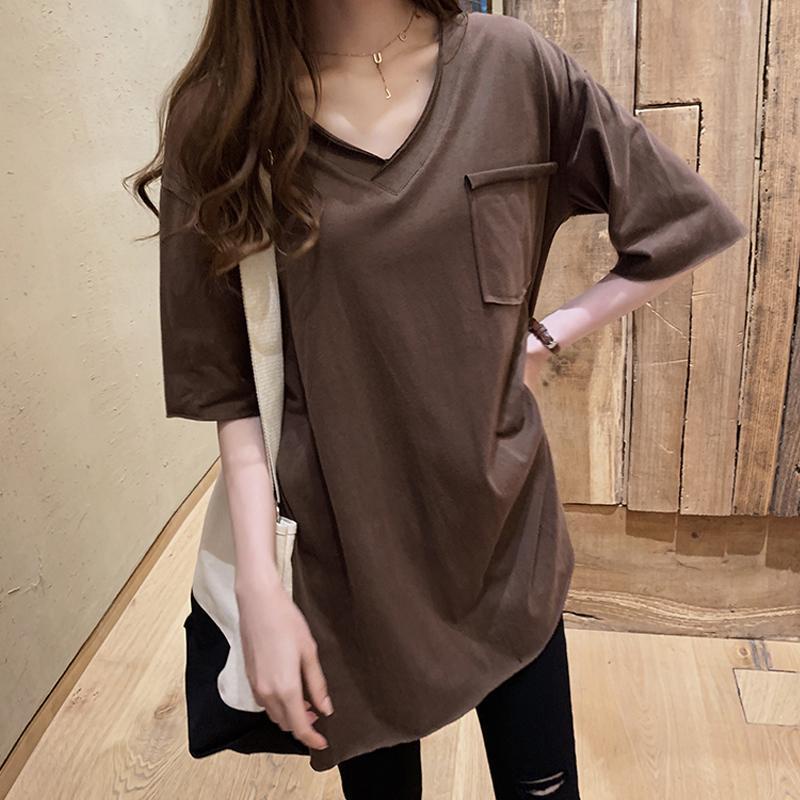 【Tshirt Oversize】เสื้อยืดแขนสั้น คอวี ทรงหลวม ขนาดใหญ่ เหมาะกับฤดูร้อน สําหรับผู้หญิง 50-150 กก.