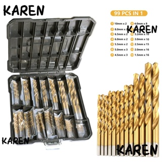 Karen ชุดดอกสว่านเกลียว เหล็ก ความเร็วสูง 1/16 นิ้ว เป็น 3/8 นิ้ว 99 ชิ้น