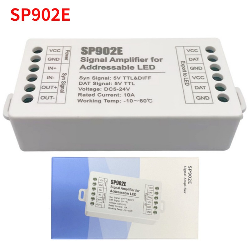 Sp902e SPI เครื่องขยายเสียงสัญญาณ สําหรับแถบไฟ LED WS2812 WS2811 WS2813 RGB