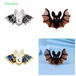 Bluevelvet เข็มกลัดค้างคาวฮาโลวีนโลหะผสมสีดํา Goth Horror Oil Drop Animal Friends