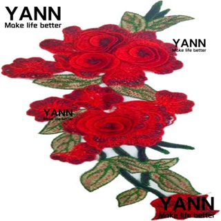 Yann1 แผ่นแพทช์ ปักลายดอกไม้ ดอกกุหลาบ สีแดง ขนาดใหญ่ 11.8 นิ้ว สําหรับตกแต่งเสื้อผ้า 6 ชิ้น