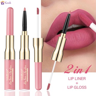 YABAOLIAN ลิปไลเนอร์ลิปกลอสสองหัว ลิปไลเนอร์ Matte Waterproof Matte Velvet 【goob】