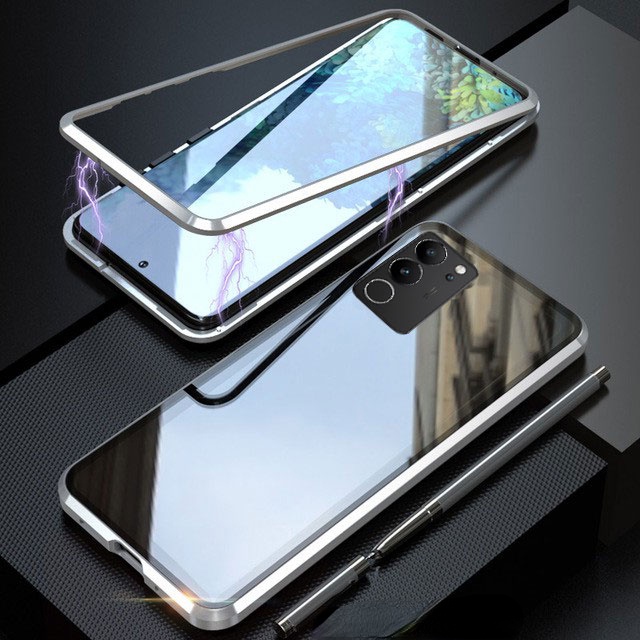 เคสโทรศัพท์มือถือกระจกนิรภัยแข็ง แบบฝาพับแม่เหล็ก สองด้าน ด้านหน้า และด้านหลัง 360 องศา สําหรับ Vivo