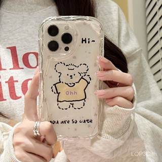 เคสซิลิโคนนิ่ม แบบใส ลายหมีน่ารัก กันกระแทก สําหรับ iPhone 7 8 Plus XS XR X XS max 11 12 13 14 15 Pro max 12 Pro 13 Pro max เคสป้องกัน 14 Pro max