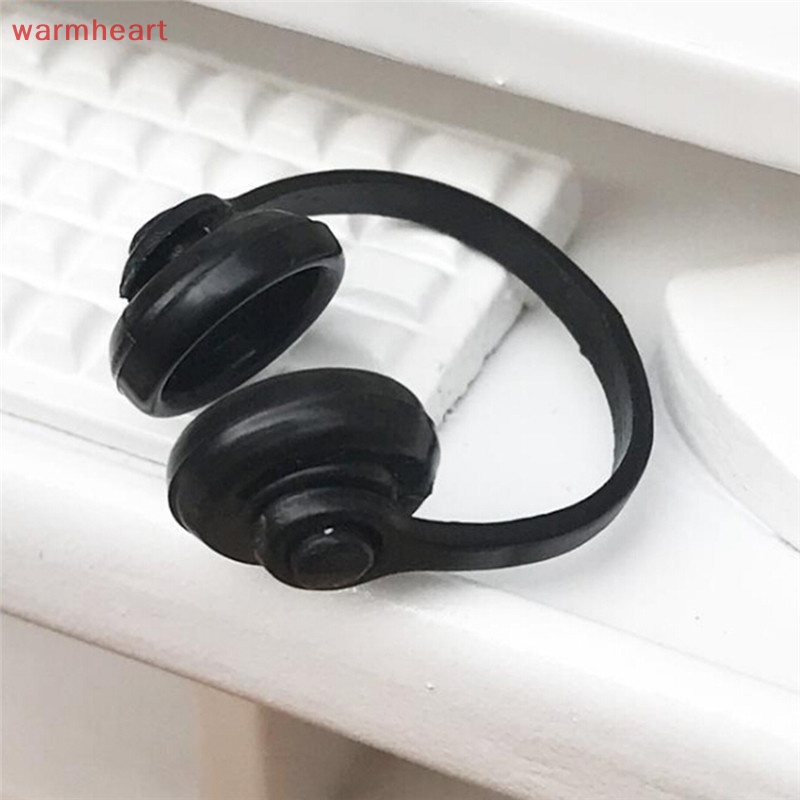 (warmheart) หูฟังจิ๋ว สเกล 1/12 สีดํา อุปกรณ์เสริม สําหรับบ้านตุ๊กตา
