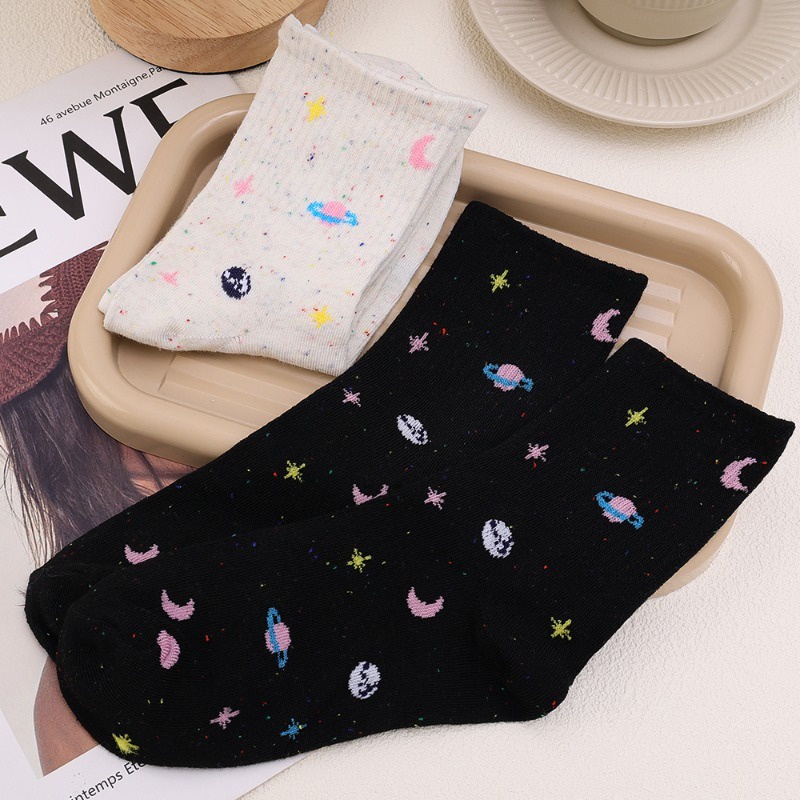 Kawaii ถุงเท้าข้อยาว แบบนิ่ม กันลื่น ลายดวงจันทร์ และดาวน่ารัก สไตล์ฮาราจูกุ สําหรับผู้หญิง - รูปที่ 5