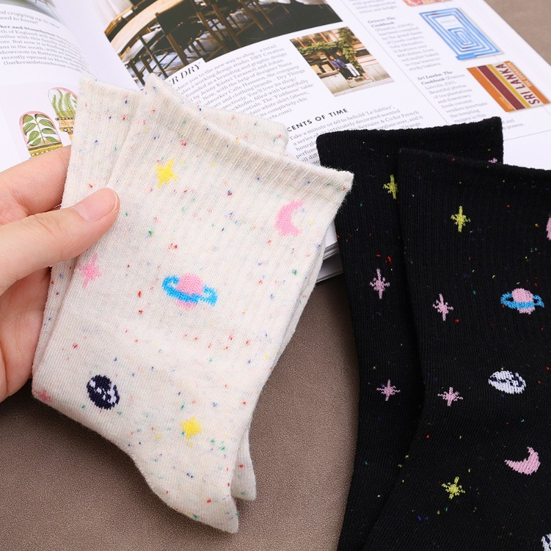 Kawaii ถุงเท้าข้อยาว แบบนิ่ม กันลื่น ลายดวงจันทร์ และดาวน่ารัก สไตล์ฮาราจูกุ สําหรับผู้หญิง - รูปที่ 6