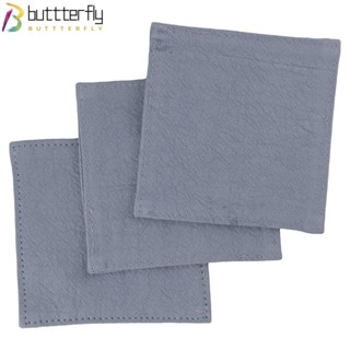 Buttterfly ที่รองแก้ว ผ้าฝ้าย ทรงสี่เหลี่ยม สีเทา 3.54 นิ้ว ใช้ซ้ําได้ สําหรับโต๊ะกาแฟ 6 ชิ้น