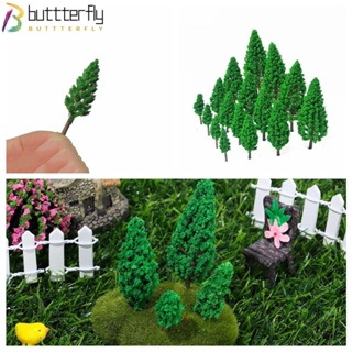 Buttterfly โมเดลต้นไม้จําลอง ขนาดเล็ก สีเขียว สําหรับตกแต่งภูมิทัศน์ 10 ชิ้น