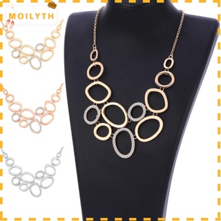 Moilyth สร้อยคอโซ่ ทรงกลม โลหะผสม ปรับได้ เครื่องประดับ สีโรสโกลด์ เงิน เงิน