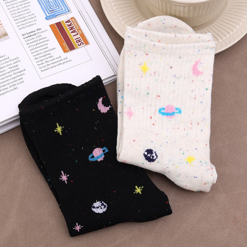 Kawaii ถุงเท้าข้อยาว แบบนิ่ม กันลื่น ลายดวงจันทร์ และดาวน่ารัก สไตล์ฮาราจูกุ สําหรับผู้หญิง - รูปที่ 4