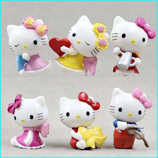 SANRIO Doly โมเดลฟิกเกอร์ รูปนักดนตรีนางฟ้า Hello Kitty ของเล่นสําหรับเด็ก ของขวัญวันเกิด 6 ชิ้น