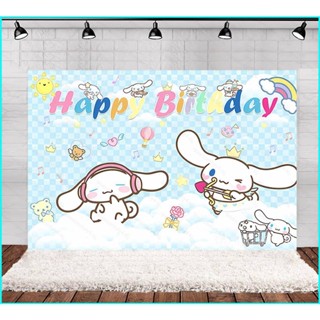 แบนเนอร์ธีมวันเกิด Doly Sanrio Cinnamoroll สําหรับตกแต่งพื้นหลังถ่ายภาพ