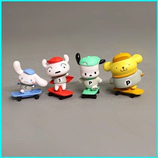 Doly โมเดลฟิกเกอร์ Sanrio Cinnamoroll Pachacco Purin Crayon Shin-chan สีขาว ของเล่นสําหรับเด็ก 4 ชิ้น