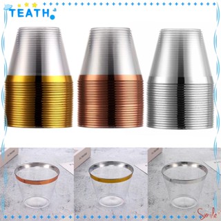 Teath ถ้วยพลาสติกใส สีโรสโกลด์ สําหรับใส่ไวน์ ปาร์ตี้วันเกิด 10 20 30 ชิ้น