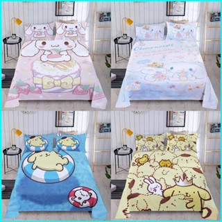 Doly Sanrio Cinnamoroll 3in1 ชุดเครื่องนอน ผ้าปูที่นอน ผ้าห่ม ห้องนอน ซักทําความสะอาดได้ สะดวกสบาย ชุดอยู่บ้าน