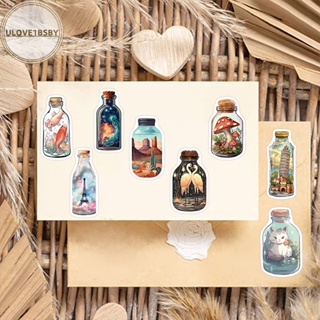 Ulove1bsby สติกเกอร์ ลายการ์ตูนกราฟฟิตี้ Big World in a Bottle สําหรับติดตกแต่งสมุดไดอารี่ โทรศัพท์ แล็ปท็อป กระเป๋าเดินทาง DIY 50 ชิ้น