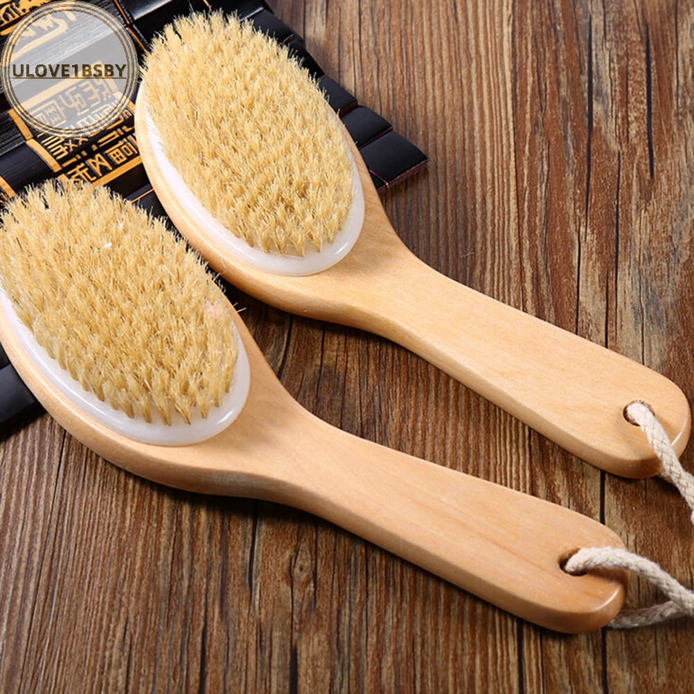 Ulove1bsby Body Natural Bristle Dry Skin Exfoliation Brush Massager Bath Shower Scrubber TH