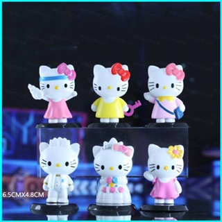 Doly โมเดลฟิกเกอร์ Sanrio Hello Kitty สีชมพู 6 ชิ้น สําหรับเด็ก