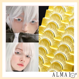 Alma ขนตาปลอมคอสเพลย์ ดูเป็นธรรมชาติ สีขาว ใช้ซ้ําได้ สําหรับแต่งหน้า ปาร์ตี้