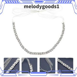 Melodygoods1 เข็มขัดเจ้าสาว ประดับพลอยเทียม สีเงิน เข็มขัดถักเปีย ประดับพลอยเทียม หรูหรา สําหรับตกแต่งชุดเจ้าสาว งานแต่งงาน