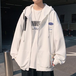 Cool🧥 เสื้อคาร์ดิแกนซิปหลวมของผู้ชาย เสื้อแจ็คเก็ตสเวตเตอร์มีฮู้ด ผ้าวาฟเฟิล พลัสไซส์ก็ใส่ได้ Y-085