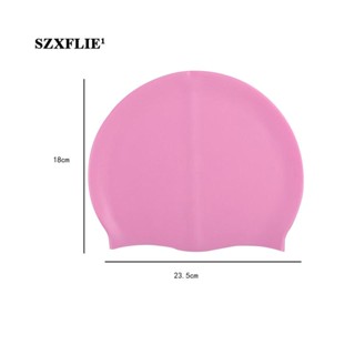 [Szxflie1] หมวกว่ายน้ํา ซิลิโคน สีพื้น สําหรับกีฬาทางน้ํา แล่นเรือใบ ผมยาว