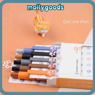 Moilyhd ปากกาลูกลื่น แบบยืดไสลด์ได้ ลายการ์ตูนอุ้งเท้าแมวน่ารัก สีดํา