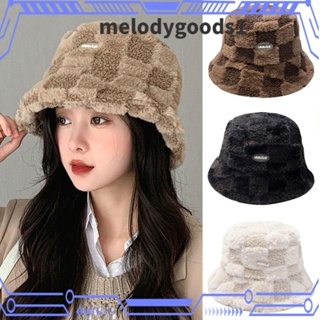 Melodygoods1 หมวกบักเก็ต ขนแกะนิ่ม ลายหัวกะโหลก แฟชั่นฤดูใบไม้ร่วง ฤดูหนาว สําหรับผู้หญิง