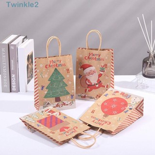 Twinkle ถุงกระดาษใส่ขนม ลายเกล็ดหิมะ คริสต์มาส DIY สําหรับเด็ก ตกแต่งบ้าน ปาร์ตี้ 5 ชิ้น