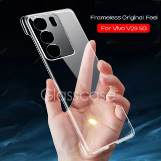 เคสโทรศัพท์มือถือ PC แข็ง แบบใส บาง ไร้กรอบ กันกระแทกสี่มุม สําหรับ Vivo V29 V27 Pro V29Pro VivoV29 5G 2023